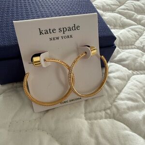 Kate Spade Gold and Crystal Hoop Earrings